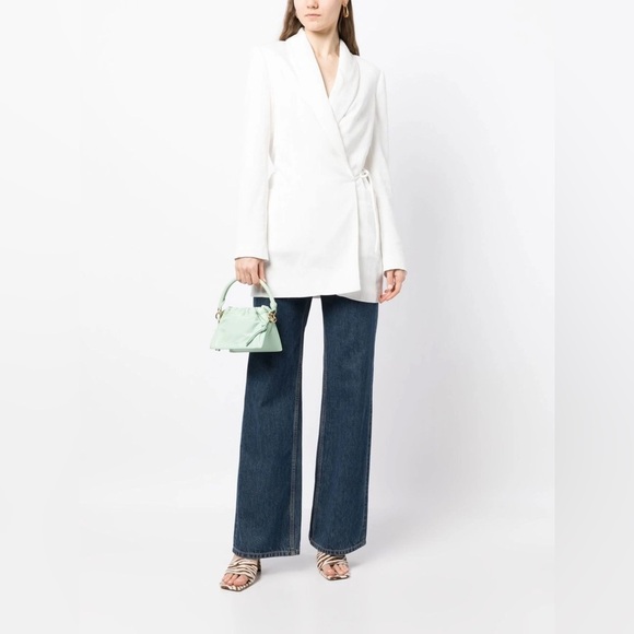 NWT Staud Ivory Everly Tie Fasterned Blazer
